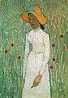 Vincent Van Gogh Wall Art - Young Girl Standing Against a Background of Wheat